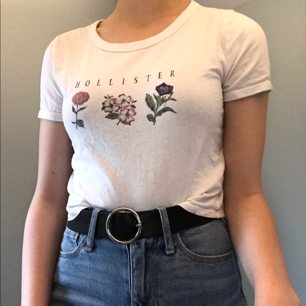 Hollister White Cropped T-Shirt XS